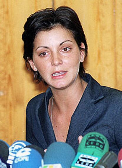 Nevenka Fernández, durante la rueda de prensa de ayer en Madrid.