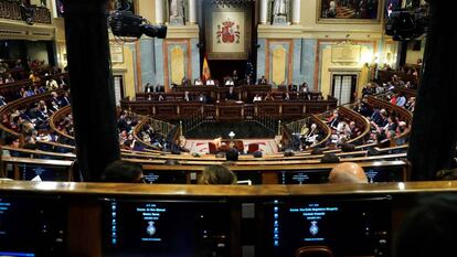 Vista del hemiciclo del Congreso durante el debate de investidura de Pedro Sánchez.