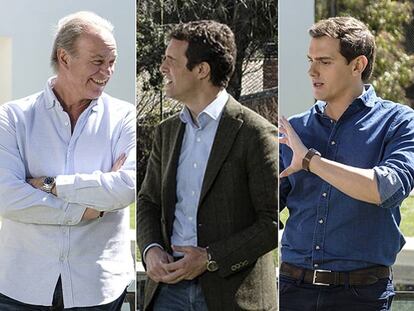 Desde la izquierda, Bertín Osborne, Pablo Casado, Albert Rivera y Santiago Abascal, en ‘Mi casa es la tuya’