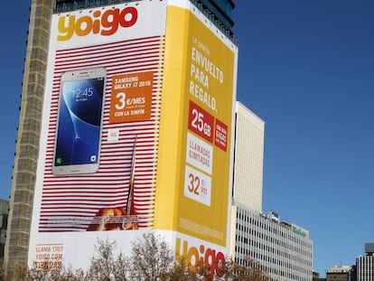 Publicidad de Yoigo, una de las marcas comerciales de MásMóvil.