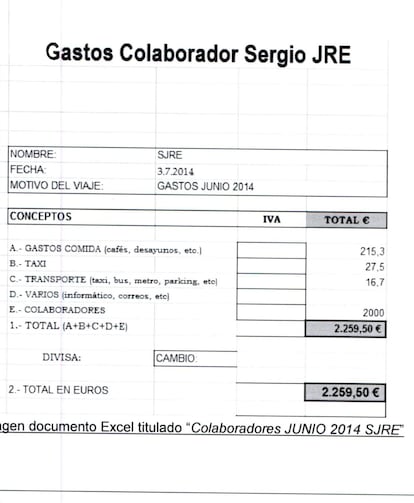 Un documento de gastos pagados al chófer de Bárcenas.