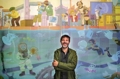 El ilustrador Paco Roca, esta mañana, en el Oceanogràfic.