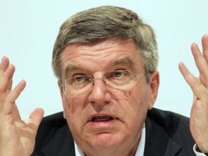 Thomas Bach, durante un rueda de prensa en Austria 