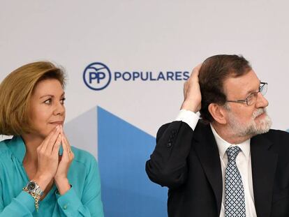 Mariano Rajoy y Maria Dolores de Cospedal en la reunión del Comité Ejecutivo del PP de este martes.  