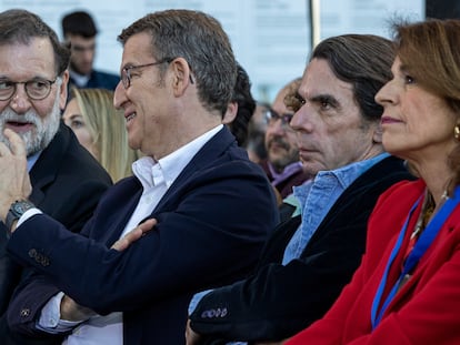 Mariano Rajoy, Alberto Núñez Feijóo, José María Aznar y Ana Botella, el pasado febrero en Valencia.