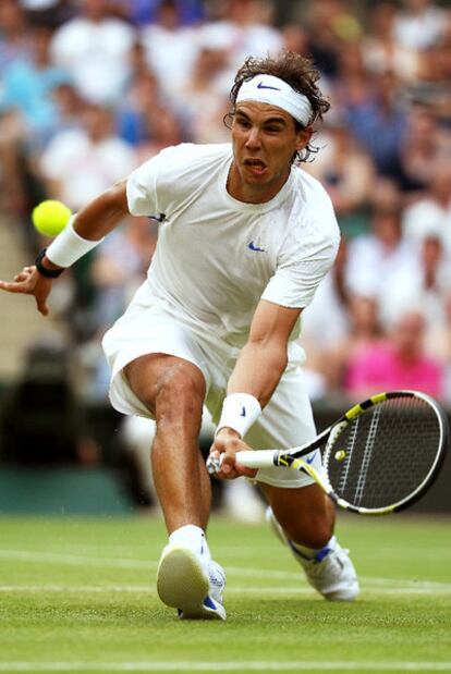 Nadal, durante su duelo con Del Potro.