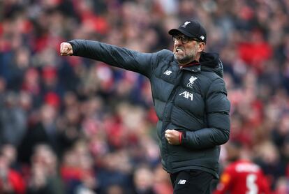 Jürgen Klopp celebra la victoria del Liverpool contra el Bournemouth en marzo.