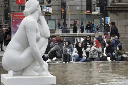 Turistas en Barcelona.