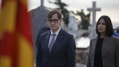 Salvador Illa, el 25 de diciembre en la ofrenda floral al 'president' Francesc Macià en Montjuïc.