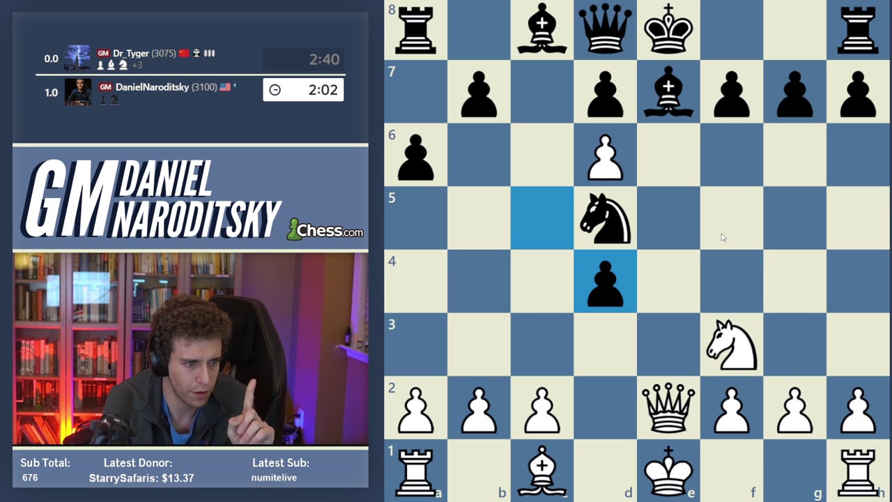 Naroditsky, en una captura de su último 'streaming' en Twitch, el pasado sábado
