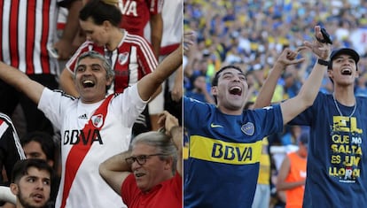 Torcidas de River e Boca estiveram juntas na decisão em Mendoza.