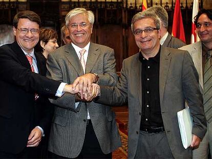 Joan Clos, Jordi Sevilla y Joan Saura
