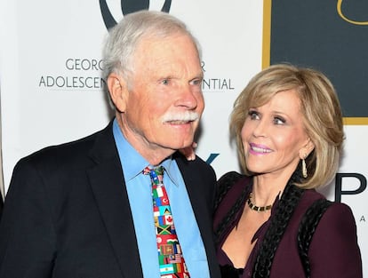 Jane Fonda y su expareja, Ted Turner, en una de las celebraciones organizadas para celebrar el 80 cumpleaños del actriz.