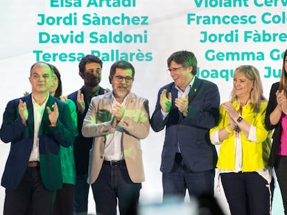 Una imagen de la cúpula de Junts el pasado sábado en el congreso del partido celebrado en Argelès-sur-Mer. / Glòria Sánchez (Europa Press)
04/06/2022