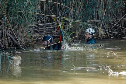 Los GEAS buscan de desaparecidos en la Albufera, este martes. 