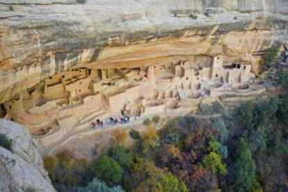 Casas de los indios pueblo en el parque nacional Mesa Verde, en Colorado.