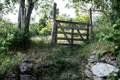 Portillo del jardín trasero de la casa de Ternera en Ordas por donde, según un vecino, escapó de noche de la policía.