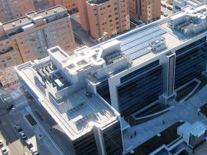 Vista aérea de la sede central de FCC en Madrid.