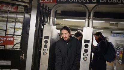 Podemos leader Pablo Iglesias in New York on Monday.