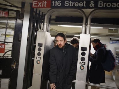 Pablo Iglesias, líder de Podemos, en Nueva York.