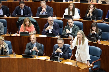 La portavoz del PSOE en la Asamblea de Madrid, Mar Espinar, durante un pleno en la Asamblea de Madrid de este jueves.