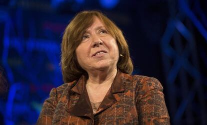 La premio Nobel de Literatura Svetlana Alexievich, en Wales, en 2016.