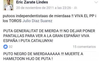 Posts de Eric Zárate en Facebook