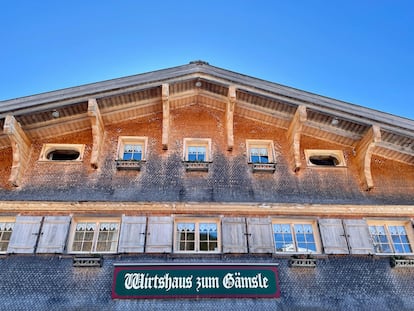 Fachada de una de las casas en la localidad autriaca de Schoppernau.