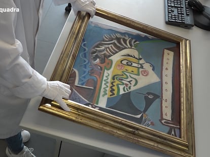 La pintura falsificada 'Le Peintre' de Pablo Picasso que los Mossos d'Esquadra han localizado.