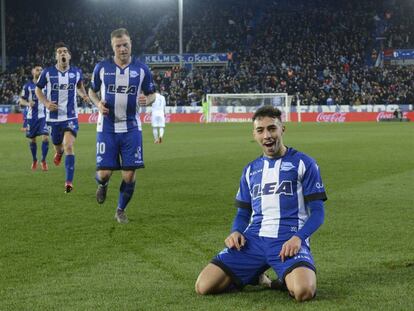 Munir celebra su gol al Deportivo de La Coru&ntilde;a.