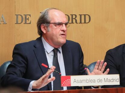 El candidato a la presidencia de la Comunidad de Madrid por el PSOE Ángel Gabilondo, en la Asamblea de Madrid. 