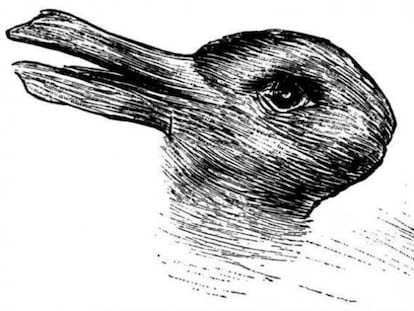 Imagen ambigua del pato o el conejo, publicada por primera vez en 1842.