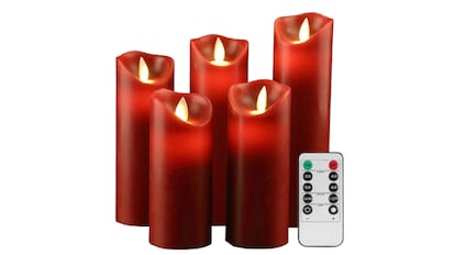 Juego de cinco velas LED rojas