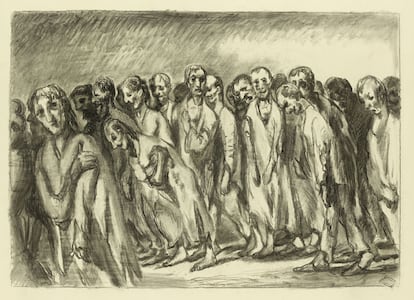 Óleo sobre lienzo de Ludwig Meidner, 'Menschenzug'.