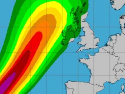 Este ciclón  anómalo , el más potente de la historia en el este del Atlántico, dejará lluvias débiles y vientos de 50 a 60 kilómetros por hora en Galicia