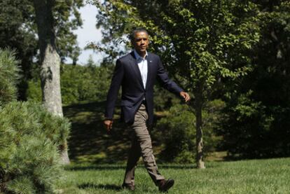 Obama se dispone a hacer unas declaraciones sobre Libia en su casa de verano en Martha&#39;s Vineyard.