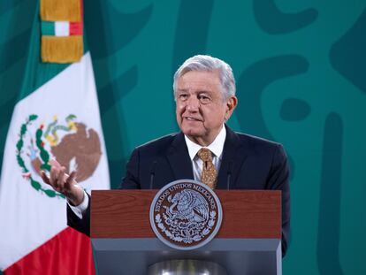 El presidente Andrés Manuel López Obrador, en su conferencia del jueves.