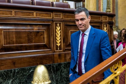 El presidente del Gobierno, Pedro Sánchez, el 24 de abril de 2024 en el Congreso.