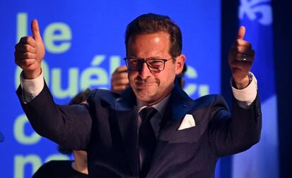 El líder del Bloque Quebequés, Yves-Francois Blanchet, celebrando los resultados electorales del pasado lunes.