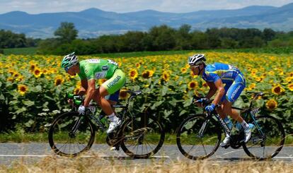 El eslovaco Peter Sagan y el ucranio Andriy Grivko en la décima etapa