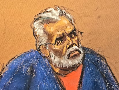 Ismael 'el Mayo' Zambada durante el juicio realizado en un tribunal federal este lunes en Nueva York.