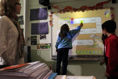 Una clase de inglés en el colegio Calvo Sotelo de Madrid.