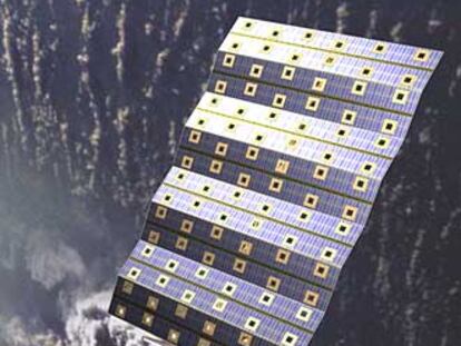 Ilustración del satélite <i>Metop-A</i> en órbita polar de la Tierra.