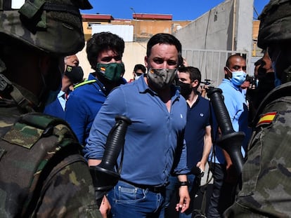 El líder de Vox, Santiago Abascal, durante su visita a Ceuta el pasado 19 de mayo.