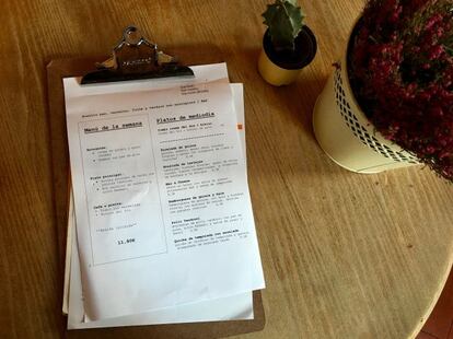 The menu at Mostassa in Barcelona.