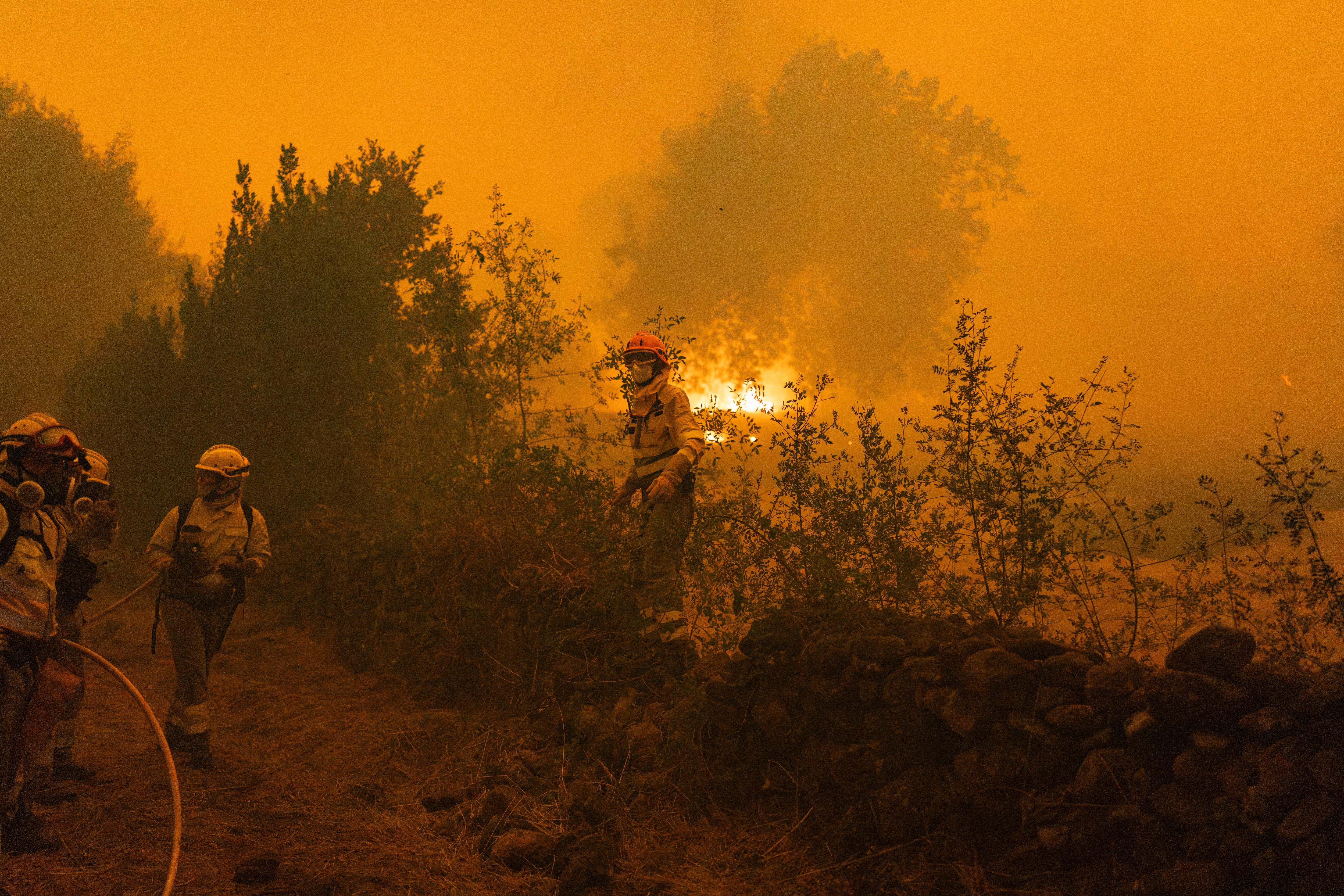 Los bomberos forestales luchan contra las llamas a las afueras de Casavieja, el pasado 25 de julio.