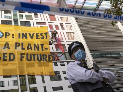 Activistas medioambientales en Londres con motivo de los preparativos de la COP26 de Glasgow.