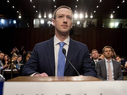 Mark Zuckerberg em abril deste ano, quando depôs no Congresso dos EUA sobre o escândalo da Cambridge Analytica.