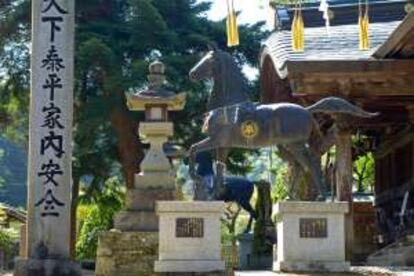 Estatua de un caballo en el templo de Dainichiji, en la isla de Shikoku.