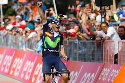 Valverde, ganando en mayo pasado una etapa en el Giro, el triunfo número 97 de su carrera profesional.